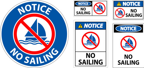 Water Safety Sign Attention, No Sailing