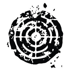 Vector flat grunge logo icon dartboard isolated on a white background