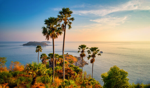 Phromthep cape viewpoint at sunset in Phuket, Thailand