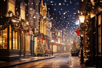 Fototapeta na wymiar Christmas lights and Christmas decorations on the streets