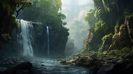 A breathtaking waterfall in the forest