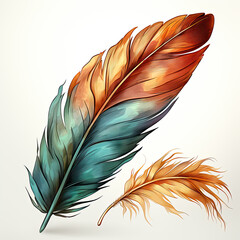 watercolor feather isolated clipart, Generative Ai