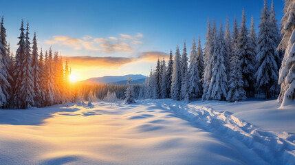 A breathtaking winter panor mountain 