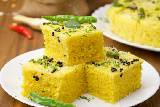 Chana Dal  Gram Flour Dhokla  served with mint chutney,