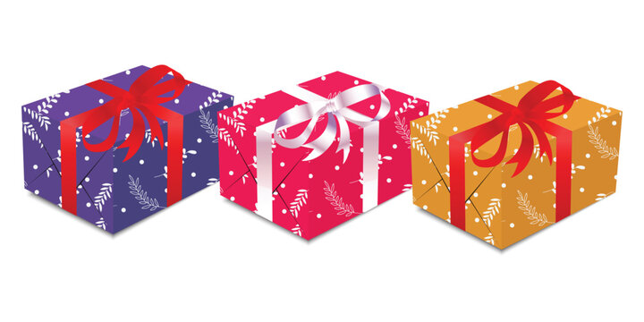 Set of gift wrapping boxes. Hand-drawn design and highly creative ideas are applied to make the upcoming Christmas memorable. 