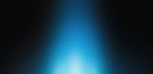Fotobehang Blue gradient background grainy glowing blue light on dark backdrop noise texture effect banner header design © Enso