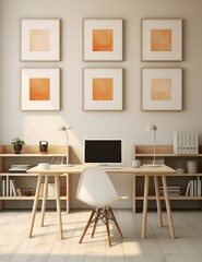 Layout of poster, poster in the room, dining room with table