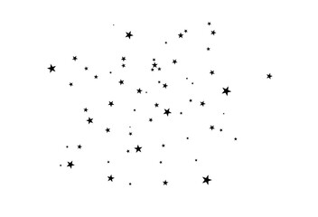 Shooting Star Black. Shooting star with an elegant star trail on a white background. Festive star sprinkles, powder. Vector png.	
