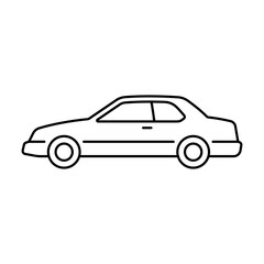 Car icon. Black contour linear silhouette. Editable strokes. Side view. Vector simple flat graphic illustration. Isolated object on a white background. Isolate.