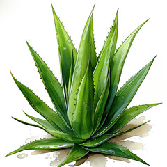 Fototapeta premium watercolor green aloe vera clipart, Generative Ai