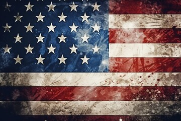 A picture of an American flag with a grunge effect. Can be used to symbolize patriotism or add a vintage touch to designs - Powered by Adobe