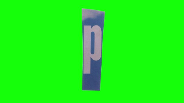 Lowercase P Letter in Paper Cut Letter. Ransom Letter style. Magazine Cut Outs. Wiggle loop.