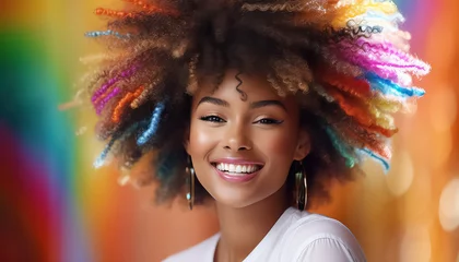 Wandaufkleber african american woman with curly hair in rainbow colors , black history month © terra.incognita
