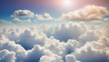 Naklejka na ściany i meble Sunny sky abstract background, beautiful cloudscape, on the heaven