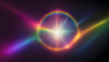 Ethereal Rainbow Flares. Prism Rainbow Light Flares Overlay on Black Background