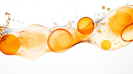 transparent orange water bubbles against a white background graphic element or symbol for refreshment and rejuvenation.