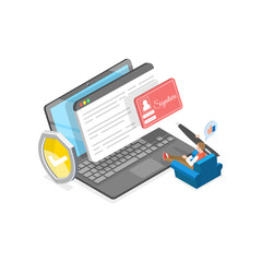 3D Isometric Flat  Illustration of Credit Card Online. Item 3