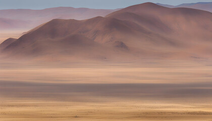 Fototapeta premium a breathtaking panoramic shot of desert plains in Namibia Africa with hills in the background