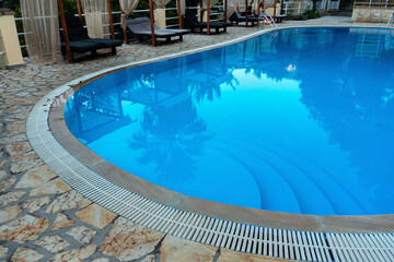 Small swimming pool at holiday resort, closeup detail