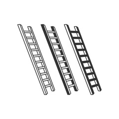 Vintage Retro Wooden or Metal Ladder Icon Illustration