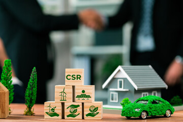 CSR cube icon arranged for alternative clean energy utilization and implementation in business...