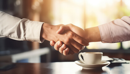 Fototapeta na wymiar Close-up of hands shaking hands, business concept