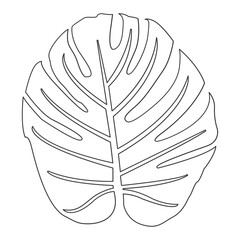 Monstera Leaf. Monstera Ornamental Plant. Outline Vector