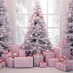 Pink and gray cirestmes gifts AI generated