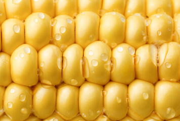 macro background of corn in drops of water