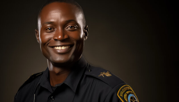 african american policeman smiling