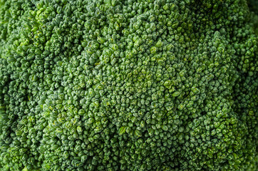 background of fresh broccoli, top view