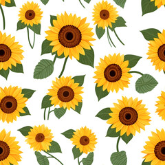 Sunflower seamless pattern. Flower background.