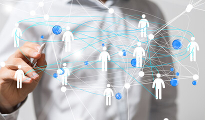 Abstract technology group and data 3d