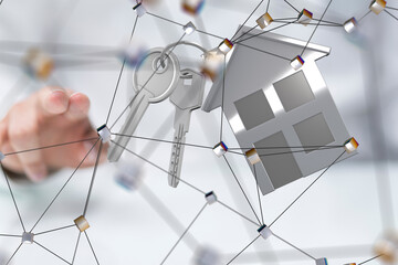 home choice Big data and artificial intelligence concept. Machine learning and cyber mind domination