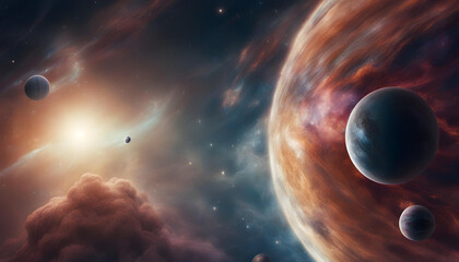 Planets and clouds of star dust . Deep space image, science fiction fantasy in high resolution