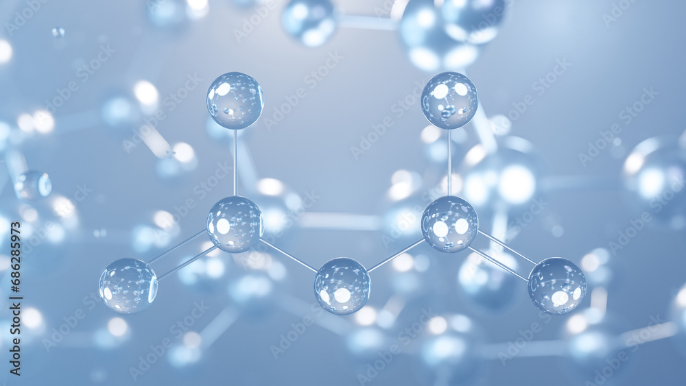 Wall mural dinitrogen pentoxide molecular structure 3d, flat model, nitrogen oxide, structural chemical formula view from a microscope