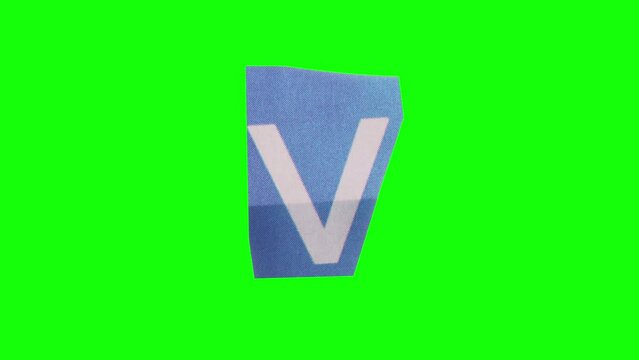 Uppercase V Letter in Paper Cut Letter. Ransom Letter style. Magazine Cut Outs. Dynamic Scrolling loop.
