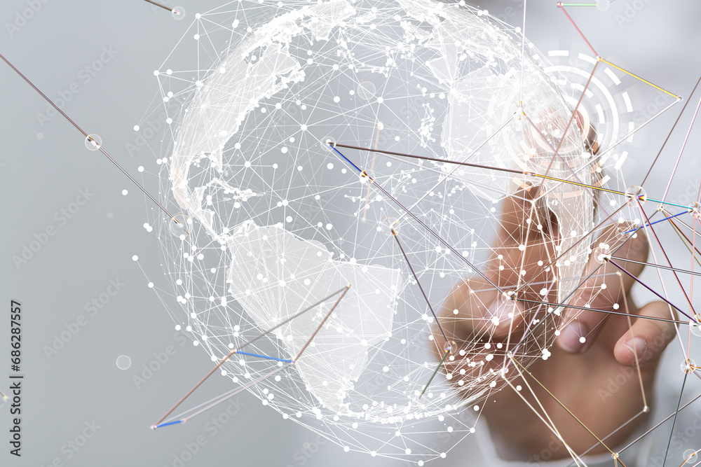Aufkleber conference Digital Network and data concept 3d - connection