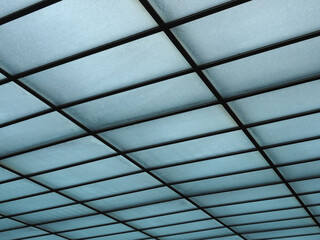 blue translucent glass roof background