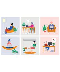 6 Flat Art Work From Home Icons