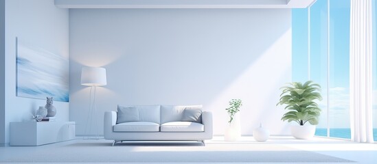 White contemporary interior design visualized in