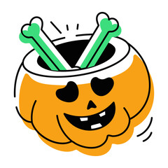 scary Halloween Pumpkins Doodle Icons