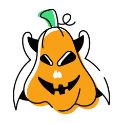 scary Halloween Pumpkins Doodle Icons