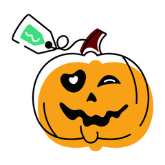 scary Halloween Pumpkins Doodle Icons