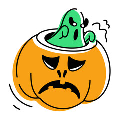 scary Halloween Pumpkins Doodle Icons