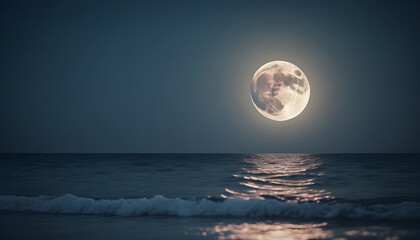 Moon over  sea