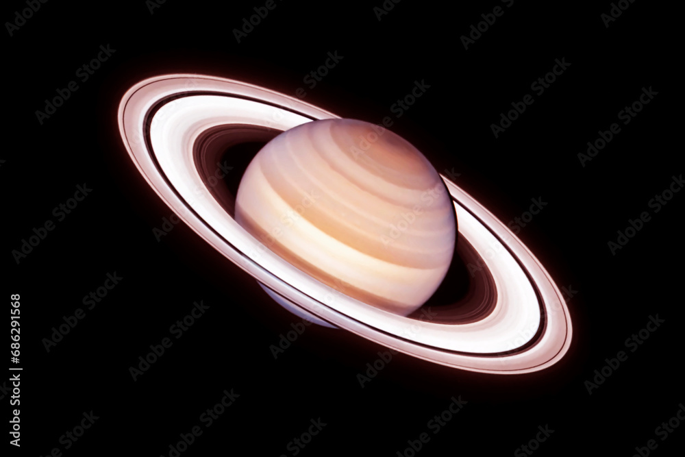 Poster planet saturn on a dark background. elements of this image furnished by nasa