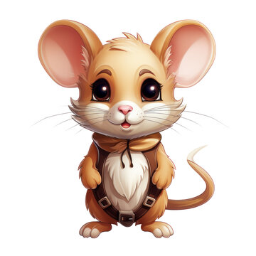Cute cartoon mouse on transparent background