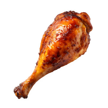 grilled chicken drum stick ,fried chicken thighs isolated on transparent background ,generative ai