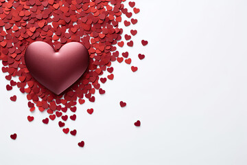 Valentine's day. Heart shape with emtpy space. White background.